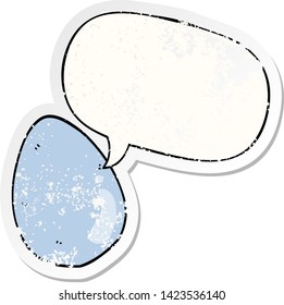 cartoon egg with speech bubble distressed distressed old sticker