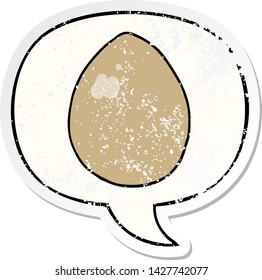 cartoon egg with speech bubble distressed distressed old sticker