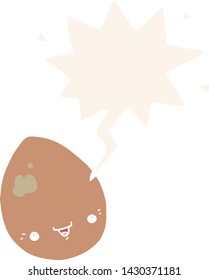 cartoon egg with speech bubble in retro style