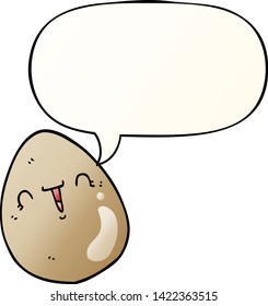 huevo de dibujos animados con burbuja de habla en un estilo de gradiente suave