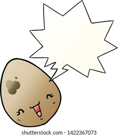 cartoon egg with speech bubble in smooth gradient style