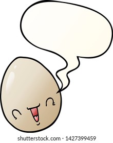 cartoon egg with speech bubble in smooth gradient style