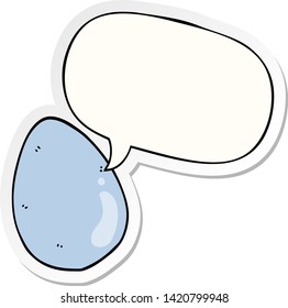 huevo de dibujos animados con pegatina de burbuja de habla