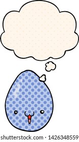 huevo de dibujos animados con burbuja de pensamientos en el estilo de un libro de historietas