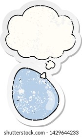 cartoon egg with thought bubble as a distressed worn sticker