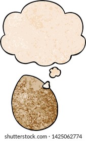 huevo de dibujos animados con burbuja de pensamiento en forma de textura gruesa