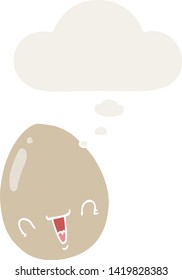 cartoon egg with thought bubble in retro style