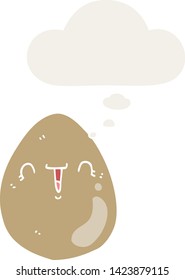 huevo de dibujos animados con burbuja de pensamiento en estilo retro