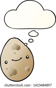 cartoon egg with thought bubble in smooth gradient style