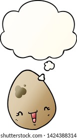cartoon egg with thought bubble in smooth gradient style