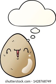 cartoon egg with thought bubble in smooth gradient style