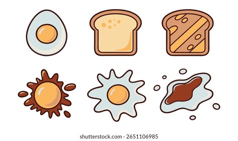 Cartoon Egg Toast Breakfast Food Illustrations bread