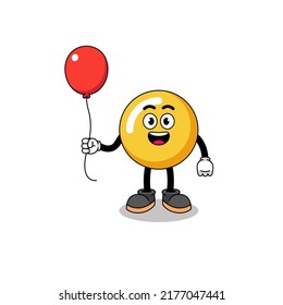 Cartoon of egg yolk holding a balloon , character design