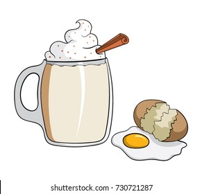Cartoon eggnog and egg