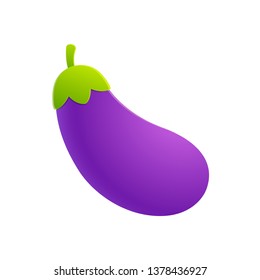Cartoon eggplant emoji icon, aubergine symbol. Isolated vector vegetable clip art illustration.