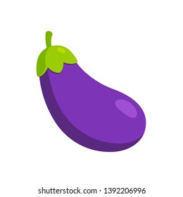 Cartoon eggplant emoji icon, aubergine symbol. Isolated vector vegetable clip art illustration.