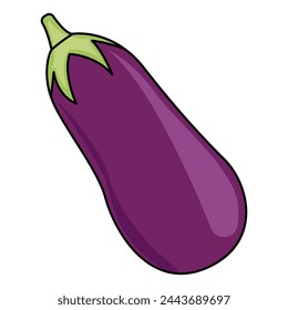 Cartoon eggplant emoji icon, aubergine symbol. Isolated vector vegetable clip art illustration