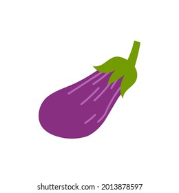 Cartoon eggplant isolated. Vector stock illustration of eggplant. Herbaceous plant of the genus Solanaceae on a white background.