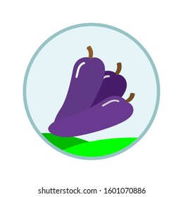 Cartoon Eggplant Sticker Icon Vector