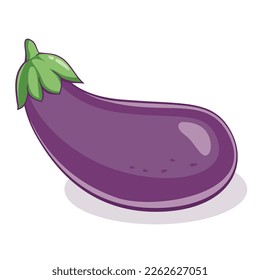 berenjena vectorial de berenjena de dibujos animados. Se puede usar para ilustrar verduras o ensaladas. Ilustración vectorial plana