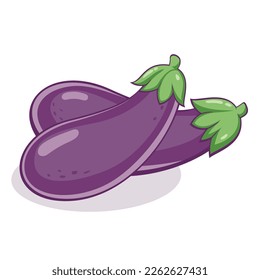 cartoon eggplant vector eggplant. Can be used for illustration of vegetables or or salad. Flat vector illustration