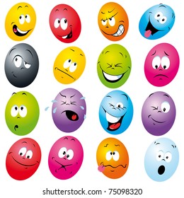 cartoon eggs with many expressions