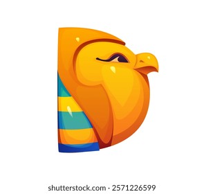 Cartoon Egyptian font falcon bird D letter. Ancient civilization latin alphabet element, Africa pharaoh vector game font typeset symbol or egypt mythology English ABC D letter with Horus god bird