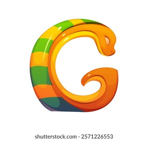 Cartoon Egyptian font golden cobra snake C letter. Ancient mythology latin alphabet C letter, egypt pharaoh vector game English ABC element or Africa history font typeset symbol with snake animal