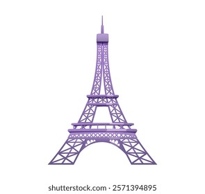 Cartoon Eiffel Tower showcasing its iconic lattice structure and elegance, symbol of Love, Paris, valentine day, romance or architectural beauty. Isolated vector famous architecture building of France