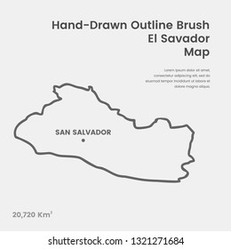 Cartoon El Savador Map, Hand Drawn El Savador Map, Doodle El Savador Map Vector Outline Style Map Information