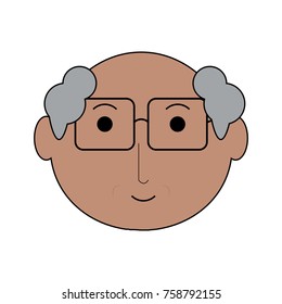 cartoon elderly man face icon over white background colorful design vector illustration