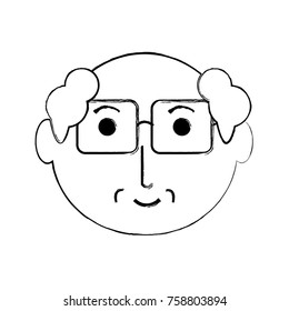 cartoon elderly man face icon over white background vector illustration