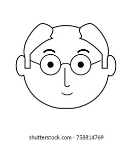 cartoon elderly man face icon over white background vector illustration
