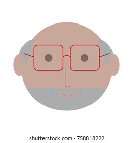 cartoon elderly man face icon over white background colorful design vector illustration