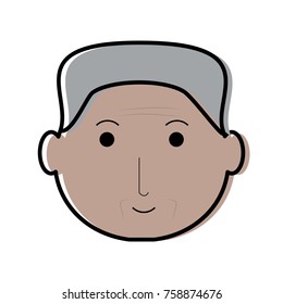 cartoon elderly man face icon over white background colorful design vector illustration