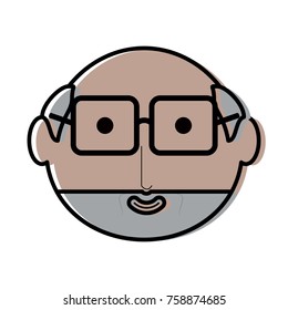 cartoon elderly man face icon over white background colorful design vector illustration