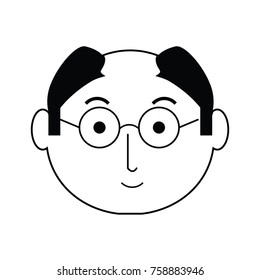 cartoon elderly man face icon over white background vector illustration