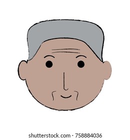 cartoon elderly man face icon over white background colorful design vector illustration