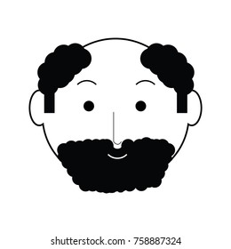 cartoon elderly man face icon over white background vector illustration
