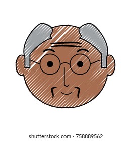 cartoon elderly man face icon over white background colorful design vector illustration