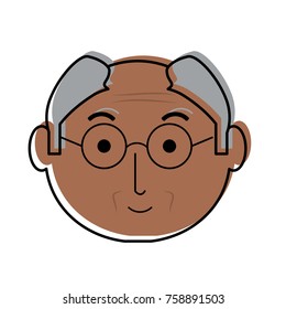 cartoon elderly man face icon over white background colorful design vector illustration