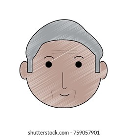 cartoon elderly man face icon over white background colorful design vector illustration