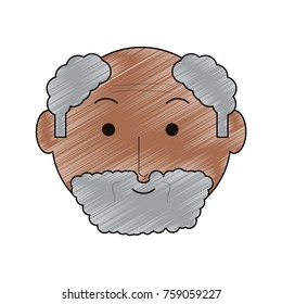 cartoon elderly man face icon over white background colorful design vector illustration