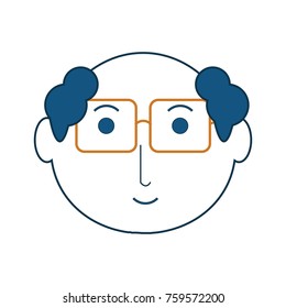cartoon elderly man face icon over white background colorful design vector illustration