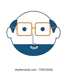 cartoon elderly man face icon over white background colorful design vector illustration