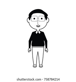 cartoon elderly man with glasses icon over white background vector illustration