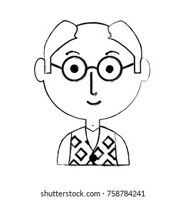 cartoon elderly man with glasses icon over white background vector illustration
