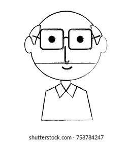 cartoon elderly man with glasses icon over white background vector illustration