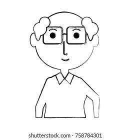 cartoon elderly man with glasses icon over white background vector illustration