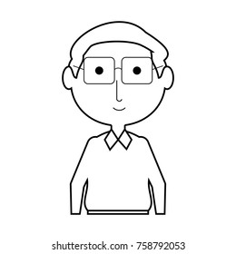 cartoon elderly man with glasses icon over white background vector illustration